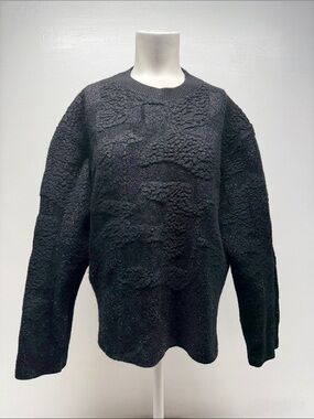 Purple Brand Sweater Metallic Camouflage Wool Stretch Knit Textured Black XXL